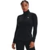 Under Armour Women's UA Authentics ColdGear® Quarter Zip Top Black / White -Outdoor Clothing Store s7.v5 1368699 001 fc