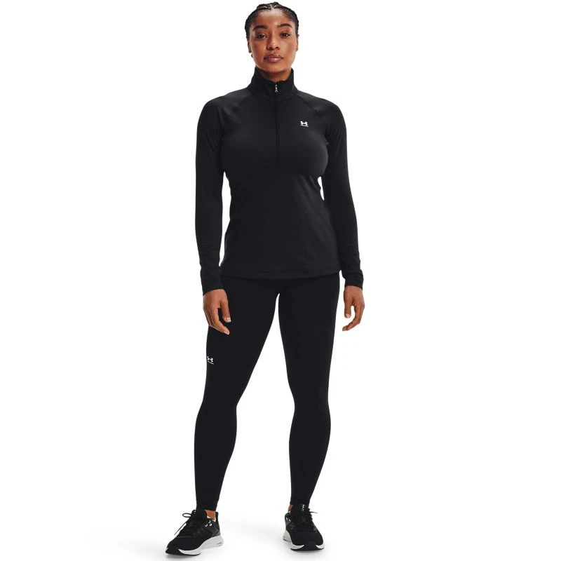 Under Armour Women's UA Authentics ColdGear® Quarter Zip Top Black / White 5 Under Armour Women's UA Authentics ColdGear® Quarter Zip Top Black / White - Image 3