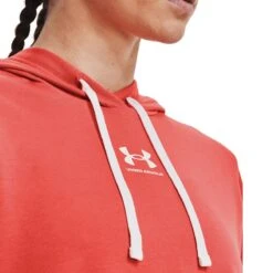 Under Armour Women's Rival Terry Hoodie Vermillion / White 11 Under Armour Women's Rival Terry Hoodie Vermillion / White -Outdoor Clothing Store s7.v5 1369855 872 collar