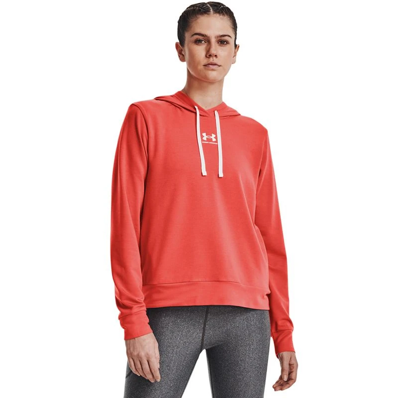 Under Armour Women's Rival Terry Hoodie Vermillion / White 3 Under Armour Women's Rival Terry Hoodie Vermillion / White