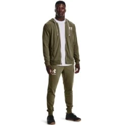 Under Armour Men's Rival Terry Full Zip Hoodie Tent / Onyx White -Outdoor Clothing Store s7.v5 1370409 361 fsf