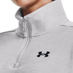 Under Armour Women's Quarter Zip Top Halo Gray Light Heather / Black -Outdoor Clothing Store s7.v5 1373058 014 collar