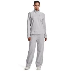 Under Armour Women's Quarter Zip Top Halo Gray Light Heather / Black -Outdoor Clothing Store s7.v5 1373058 014 fsf