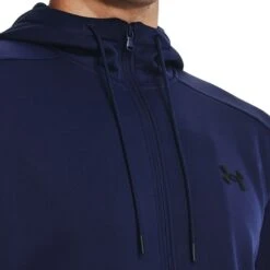 Under Armour Men's Fleece® Full-Zip Hoodie Midnight Navy / Black -Outdoor Clothing Store s7.v5 1373357 410 collar