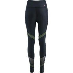 Women's Savannah 7/8 Length Tights Black / Green -Outdoor Clothing Store savannah178 tight blk mesh khaki pink 3