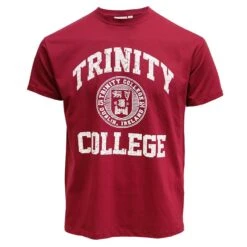 Trinity College Dublin Crest T-Shirt Burgundy / White -Outdoor Clothing Store trin1005