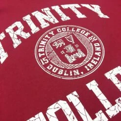 Trinity College Dublin Crest T-Shirt Burgundy / White -Outdoor Clothing Store trin1005 2