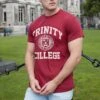 Trinity College Dublin Crest T-Shirt Burgundy / White -Outdoor Clothing Store trin1005 mod 1