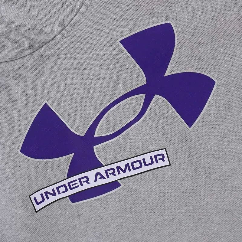 Under Armour Kids' Rival Fleece Logo Hoodie Mod Gray Light Heather / Purple Zest 5 Under Armour Kids' Rival Fleece Logo Hoodie Mod Gray Light Heather / Purple Zest - Image 3