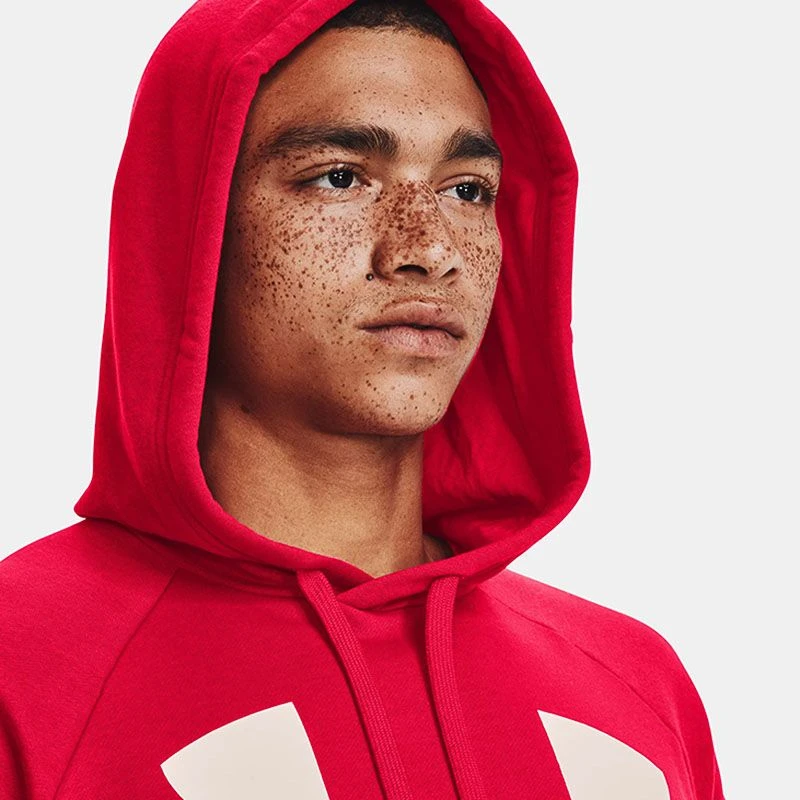 Under Armour Men's Rival Fleece Big Logo Hoodie Red / Onyx White 8 Under Armour Men's Rival Fleece Big Logo Hoodie Red / Onyx White - Image 6