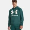 Under Armour Men's UA Rival Fleece Big Logo Hoodie Coastal Teal / Onyx White -Outdoor Clothing Store v5 1357093 722 fc