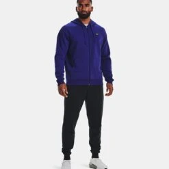 Under Armour Men's Rival Fleece Full Zip Hoodie Sonar Blue / Onyx White -Outdoor Clothing Store v5 1357111 468 fsf