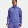 Under Armour Women's UA Rival Fleece Half Zip Baja Blue / White -Outdoor Clothing Store v5 1373030 495 fc