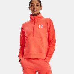 Under Armour Women's UA Rival Fleece Half Zip After Burn / White