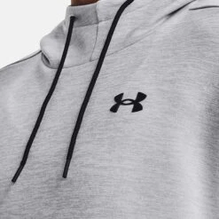 Under Armour Women's Armour Fleece® Left Chest Hoodie Halo Gray Light Heather / Black -Outdoor Clothing Store v5 1373055 014 collar